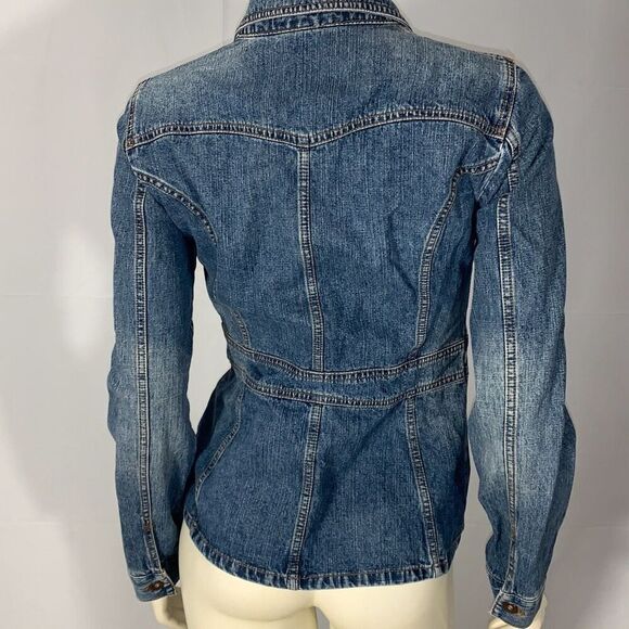 Vintage DKNY Jeans Denim Jacket Medium Y2K Mid Blue Peplum Trucker Womens - Picture 6 of 13